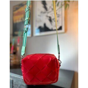 A New Day Cube Crossbody Bag - Red (with bonus green strap)